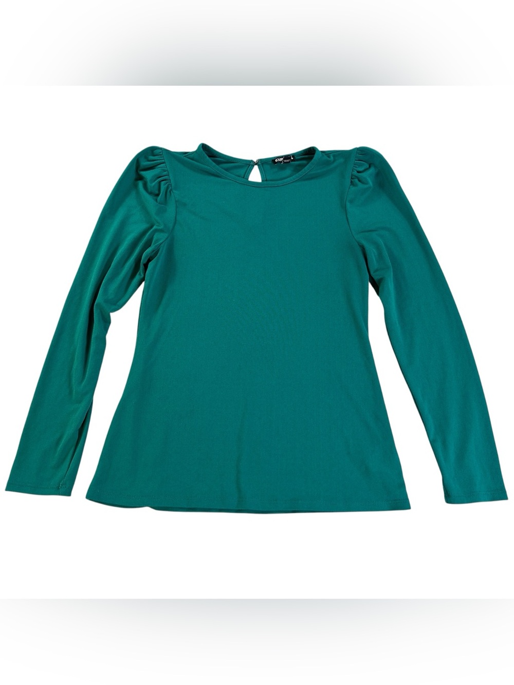 Express Deep Teal Puff Shoulder Long Sleeve Top Women’s M Keyhole